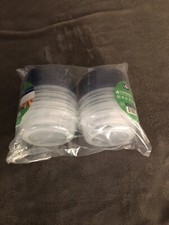 PLASTICPRO 8 oz 8 Pack Twist Top Deli Containers Clear bottom With blue Tops