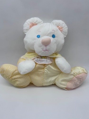 Vintage Fisher Price Puffalump Bear Yellow Stripes Rattle Bib Plush Stuffed - Picture 3 of 15