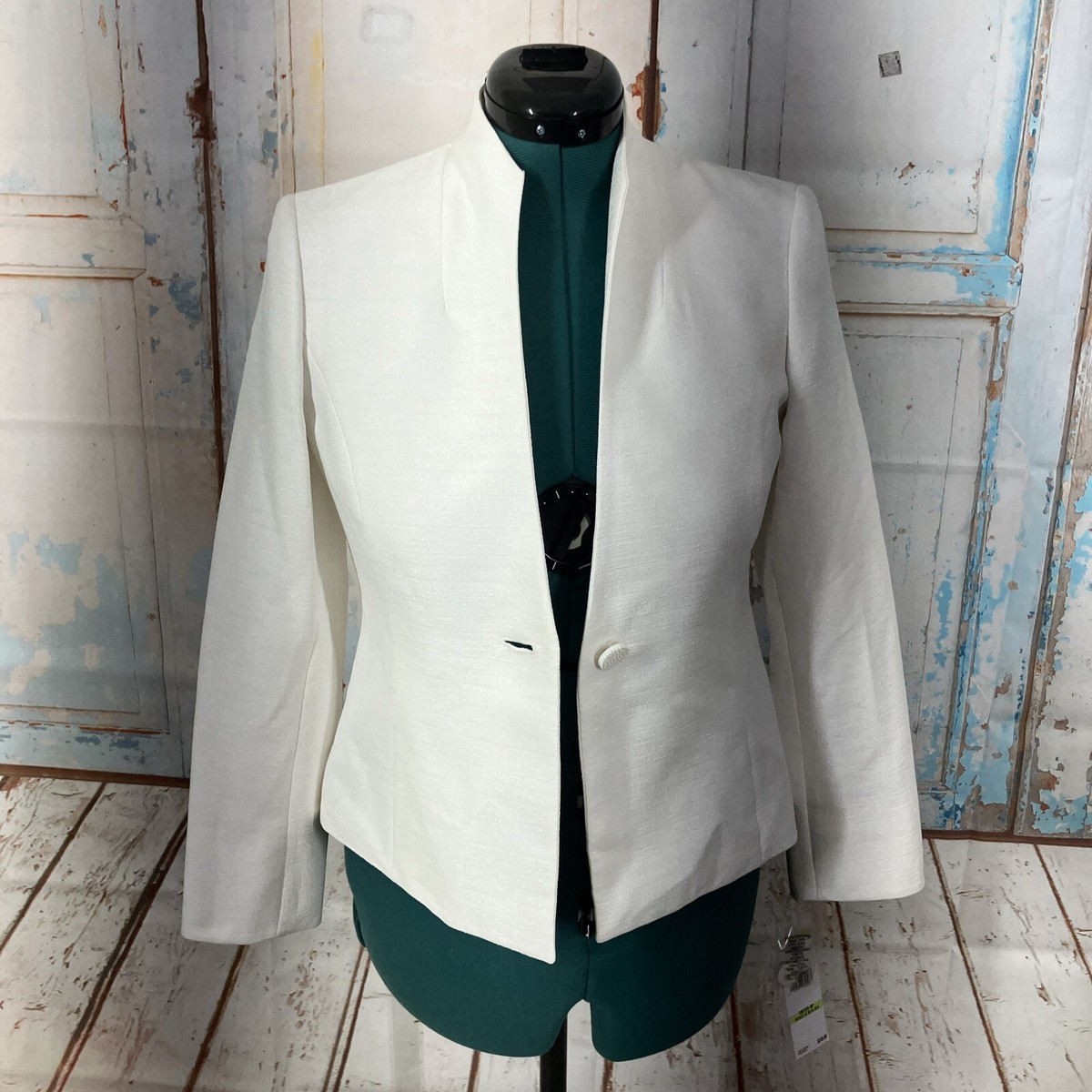 Le Suit Petite Blazer Ivory Size 4P 50040576-I15 One Button Front