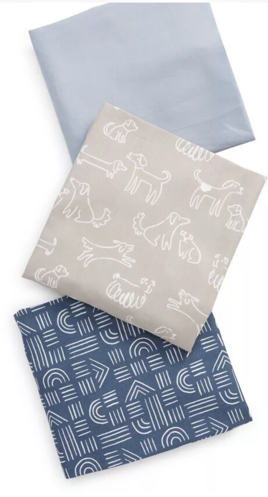 NWT Changing Pad Cover Nordstrom Assorted 3-Pack Puppy Pack Print Tan Blue