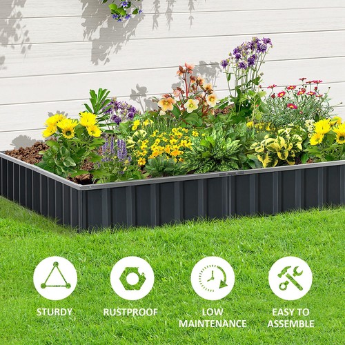 Outsunny 2.6m x 0.9m Black Metal Raised Garden Growing Vegetables Planter - Picture 5 of 7