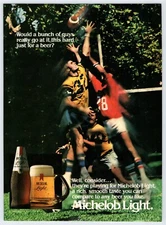 1982 ATOUCH FOOTBALL MICHELOB LIGHT BEER Vintage 8"X11" Magazine Ad 1980's JNA17