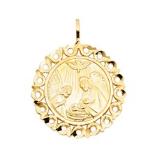 14K Yellow Gold Religious Baptism Pendant For Necklace or Chain