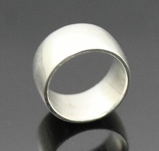 MEXICO SPLENDID VINTAGE RIBBED MODERNIST WIDE BAND STERLING SILVER RING SZ 6.25