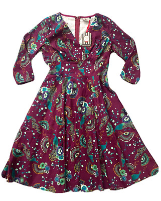 Banned Apparel Dancing Days Purple Swing Flare Dress Sz Small