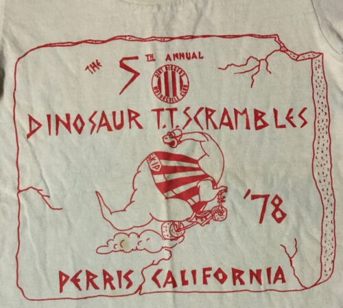 Vtg 70s Kids Dinosaur TT Scrambles Faded Shirt S USA Perris Biker Racing Grunge - Picture 2 of 14
