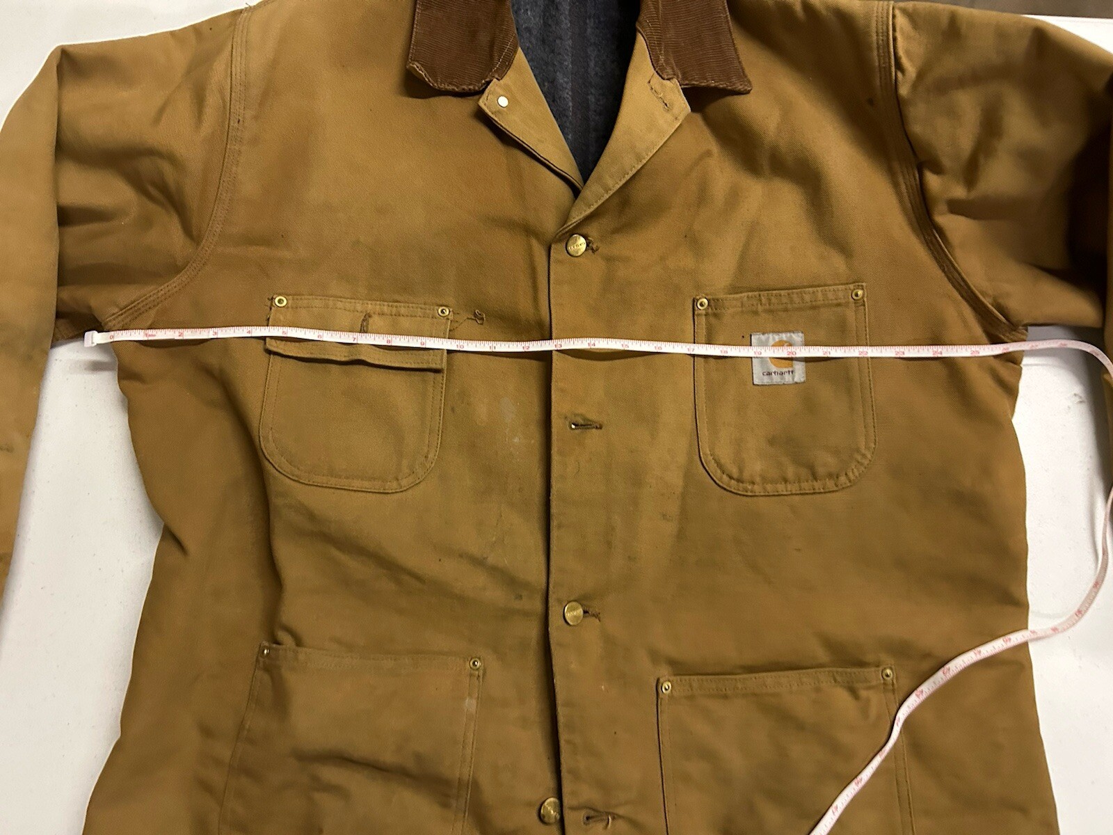 Vtg Carhartt Blanket Lined Chore Jacket Coat Mens Work Distressed Corduroy thumbnail 7