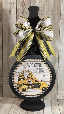 Couronne De Noël - Panneau De Porte D'Entrée - Panneau Rond En Bois À