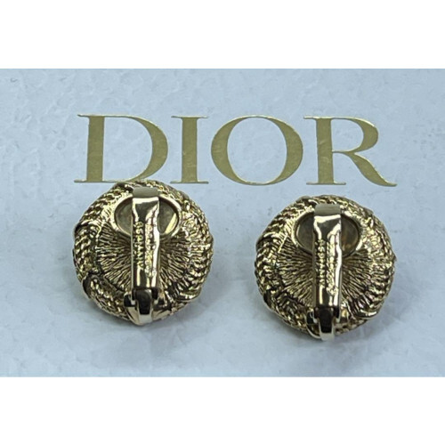 Christian Dior Vintage Gold Plated Pearl Clip On Earrings Christian Dior Vintage Gold Plated Pearl Clip On Earrings
