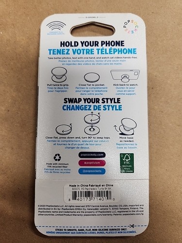 Brand New! PopSockets Phone Grip with Expanding Kickstand PopGrip- Turtle Black - Zdjęcie 2 z 3