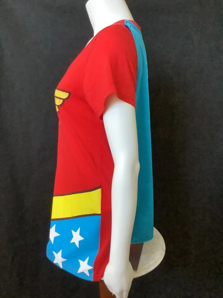 Camisa para mujer DC Comics Wonder Woman XL capa extraíble capa roja/azul Foto 2 de 4