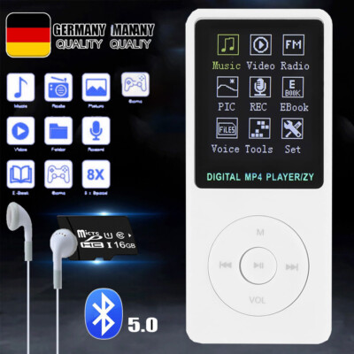 Bluetooth MP3 MP4 Player LCD Display HiFi Bass Musik Spieler FM Radio Audio DE
