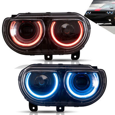 VLAND LED RGB Scheinwerfer für 2008-2014 Dodge Challenger Buntes Tagfahrlicht