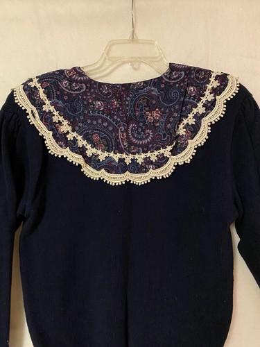 Scott McClintock Sweater, Woman’s 1980s VTG Blue Knit W/shoulder Pads Sz Large - Picture 4 of 11