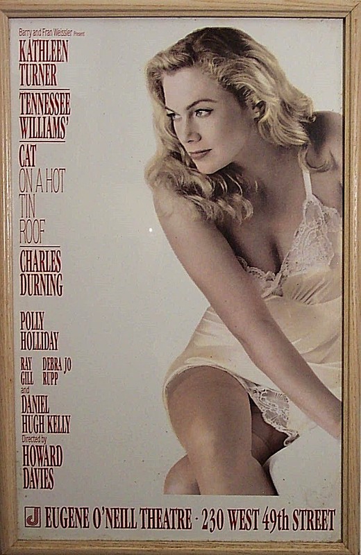 CAT ON A HOT TIN ROOF KATHLEEN TURNER MICHAEL TIGHE PHOTO FRAMED THEATER POSTER