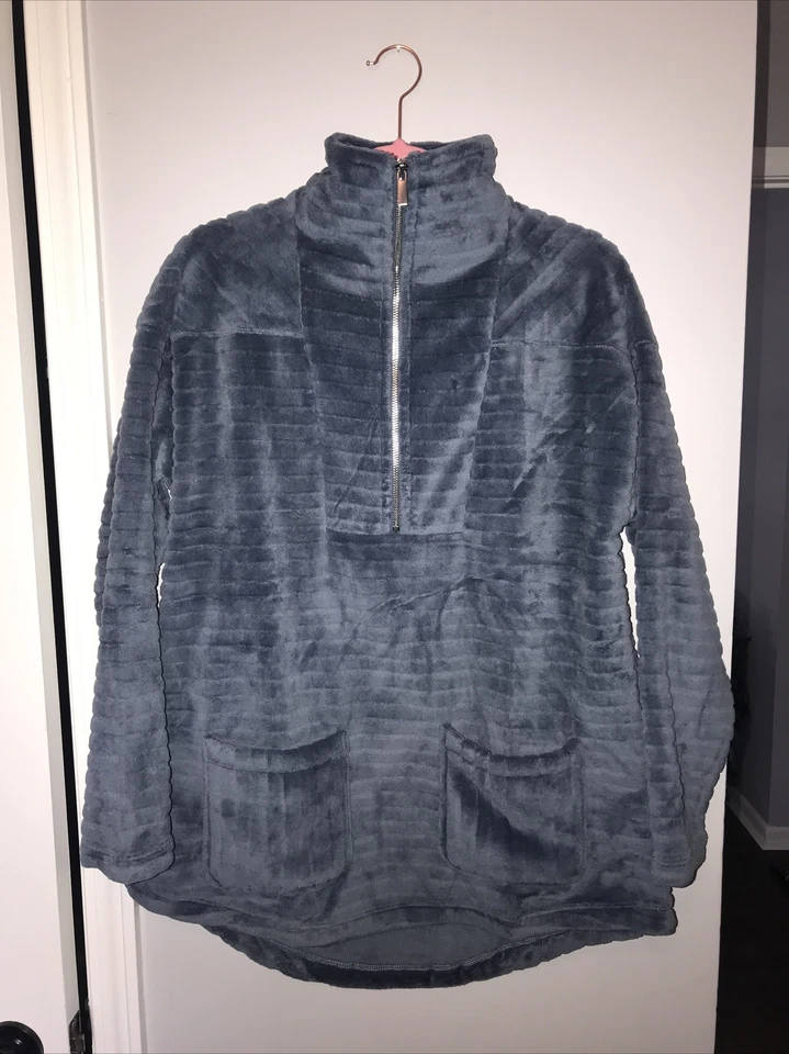 Acogedor Pullover Soft Surroundings Over the Moon Media Cremallera 2EV01 Talla Pequeña Azul Foto 2 de 4