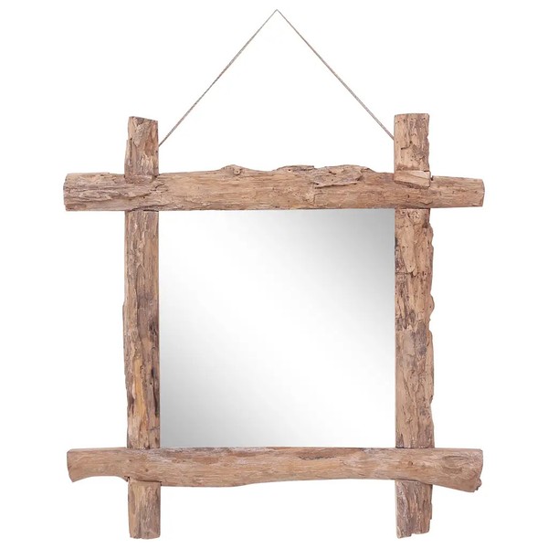 Holzspiegel Natur 70X70 Cm Recyceltes Teakholz-image
