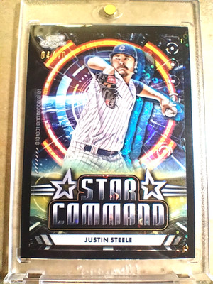 2024 Justin Steele Topps Chrome Star Command Black Eclipse Refractor /10   