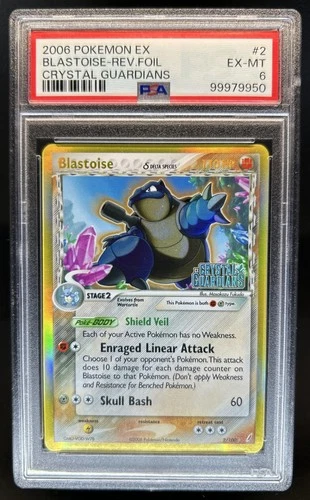 2006 Pokemon Crystal Guardians Blastoise Delta Species Reverse Holo #2/100 PSA 6