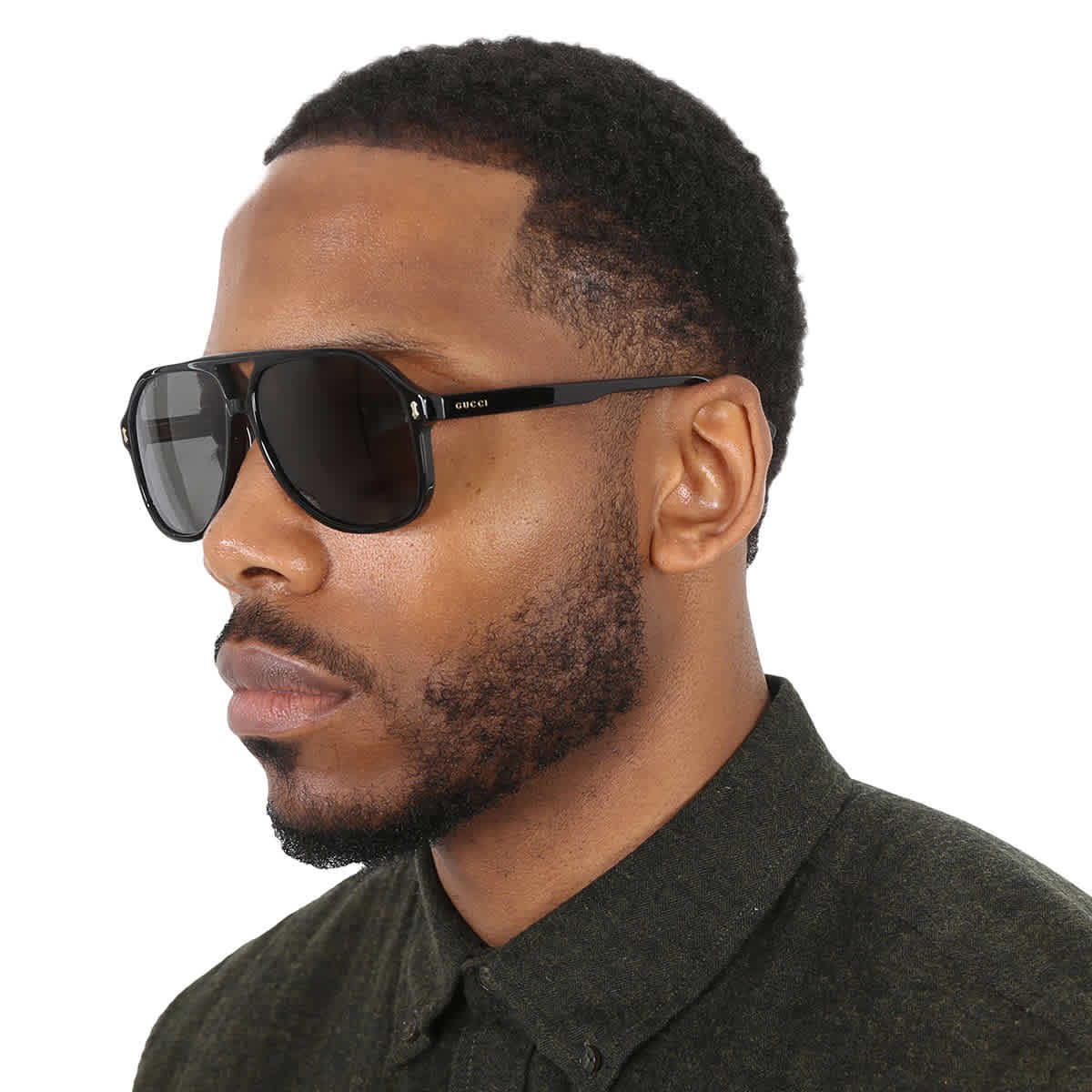 Gucci Grey Pilot Men's Sunglasses GG1042S 001 60 GG1042S 001 60