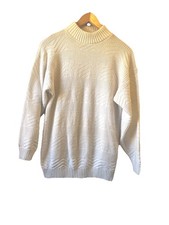 VTG 80s Bright White Sweater Women  s M/L USA Made Pullover Spunky Knit Retro
