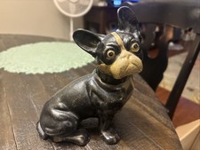 Hubley Reproduction Cast Iron Boston Terrier Dog Door Stop Vtg Black White