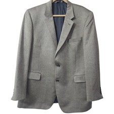 Jos. A. Bank Herringbone Suit Jacket 46L Camel Hair Silk
