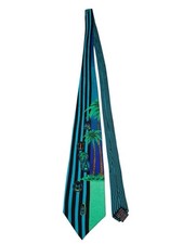Vintage Gianni Versace Palm Striped Silk Tie