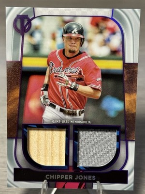   CHIPPER JONES 2022 Topps Tribute Dual Relic  Bronze /50 #BRAVES LEGEND!  