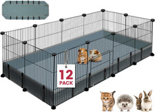 12 Panels Small Animal Playpen, 48" X 24" X 16" Pet Playpen with Waterproof Mat,