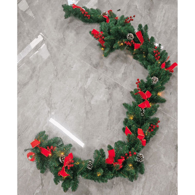 Yexmas 9ft Christmas Garland,Pre-Lit Christmas Wreath with Warm White Lights