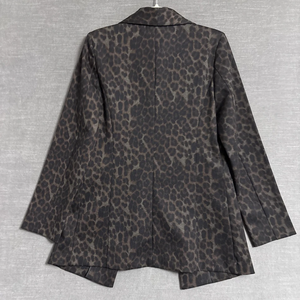 Blazer Bagatelle Pequeño Marrón Leopardo Animal Chaqueta Bolsillos Otoño Capa Carrera Foto 4 de 4