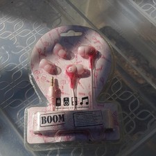 Urbanz Boom In Ear Canal Bud Stereo Headphones for iPod & Mp3 Player Pink Pouch