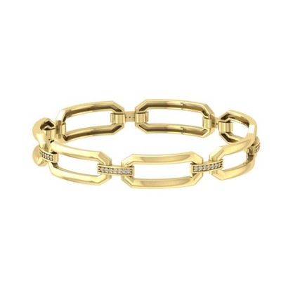 10k Yellow Gold 0.25Ct Lab Grown Diamond Fashion Bracelet 7'' Gift For Women
