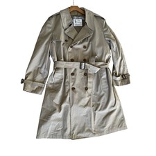 VTG 70s London Fog Trench Coat Men 44 Tan Double Breasted Belt Line USA Classic