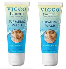 2x Vicco Turmeric With Foam Base Facewash 70g Deep Cleanse for Glowing Skin