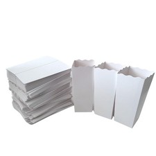100 Pack White Popcorn Boxes, 7.75 Inches tall, Cardboard Disposable Popcorn ...