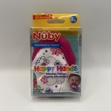 Nuby Teething Mitten Pink Soothing Silicone BPA Free with Travel Bag