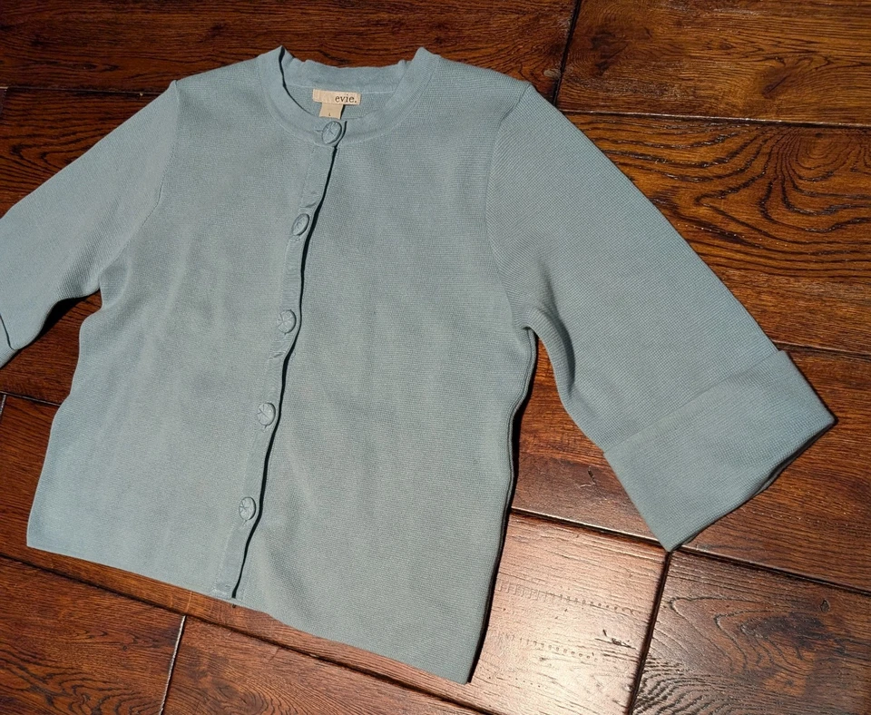 Suéter cárdigan de algodón azul nublado claro Evie para mujer talla - grande - nuevo con etiquetas Foto 2 de 4