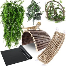 Bearded Dragon Tank Accessories, Reptile Mat Hammock Plants Bridge Jungle Climbe