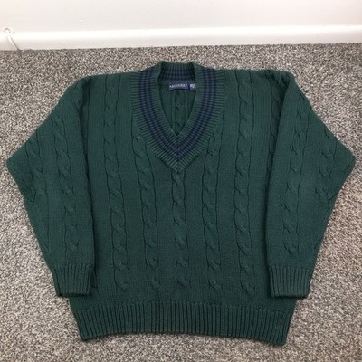 Vintage Britches Tennis Cricket Sweater Cable Knit V Neck Preppy Mens Medium