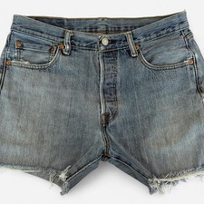 Vintage Levi s 501 Cut-Off Denim Shorts Light Wash Distressed W32