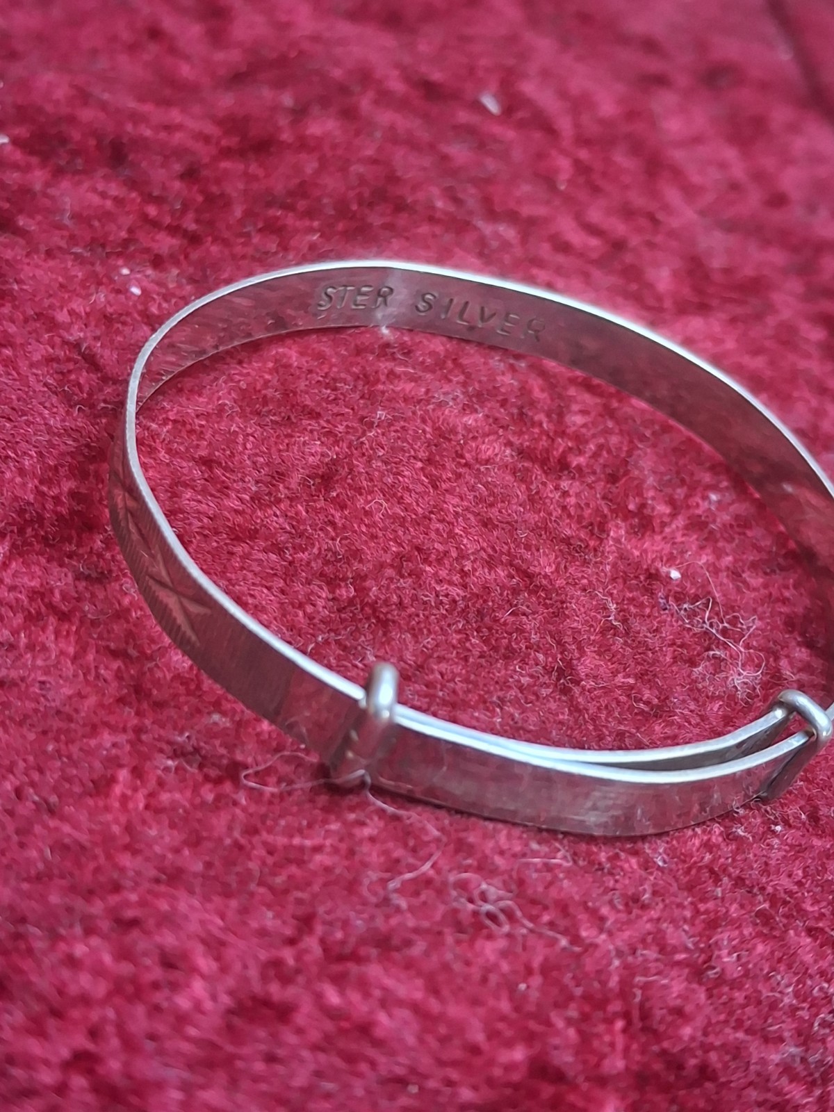 Engine Turned Vintage Silver Adjustable Childrens… - image 6