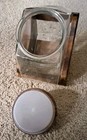 Vtg Large Glass Storage Hexagon Candy Merchant Canister w/Wood Lid & Wood Holder — photo 8