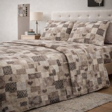 WELCHOME - COMPLETO LENZUOLA SHABBY CHIC TORTORA 100% COTONE MADE IN ITALY