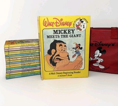 Vintage Walt Disney Fun To Read Library Complete Set of 19 Books W/ Canvas Bag