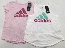 Adidas Girls Tank Top And T Shirt 2 Piece Set In Pink And White Size M 10/12 