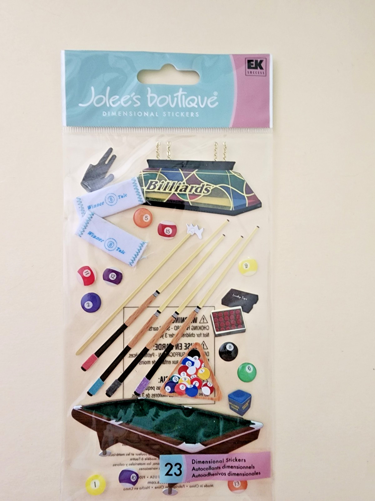 RETIRED XL Jolee's Boutique Embellishments - Billiards Pool Table - SPJBLG220