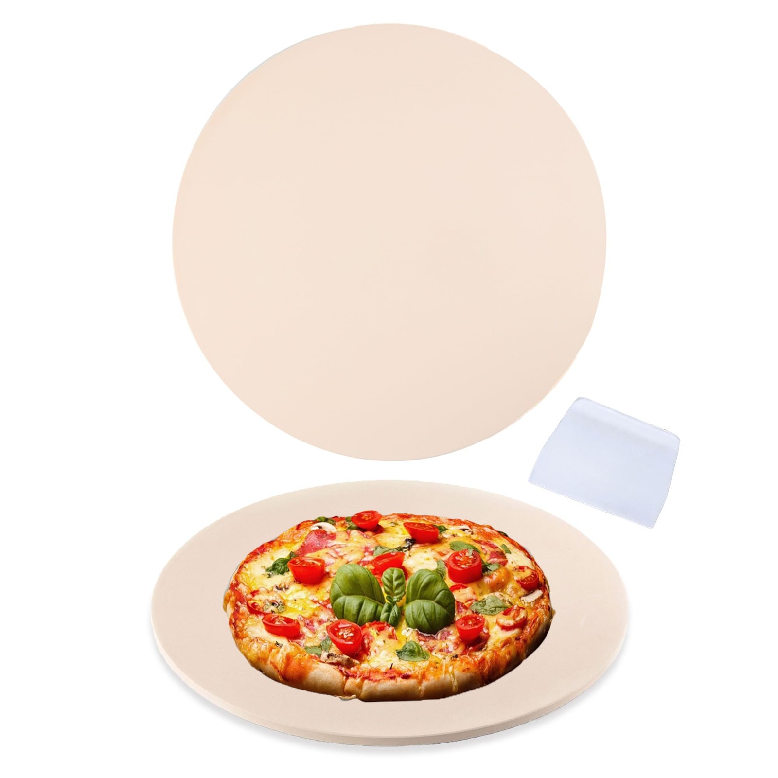 14 Inch Pizza Stone Cordierite Baking Stone for Oven & Grill, Heavy Duty BBQ ...