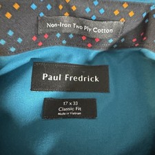 Paul Fredrick Non Iron Two Ply Cotton Button Long Sleeve Shirt Mens Size 17 33